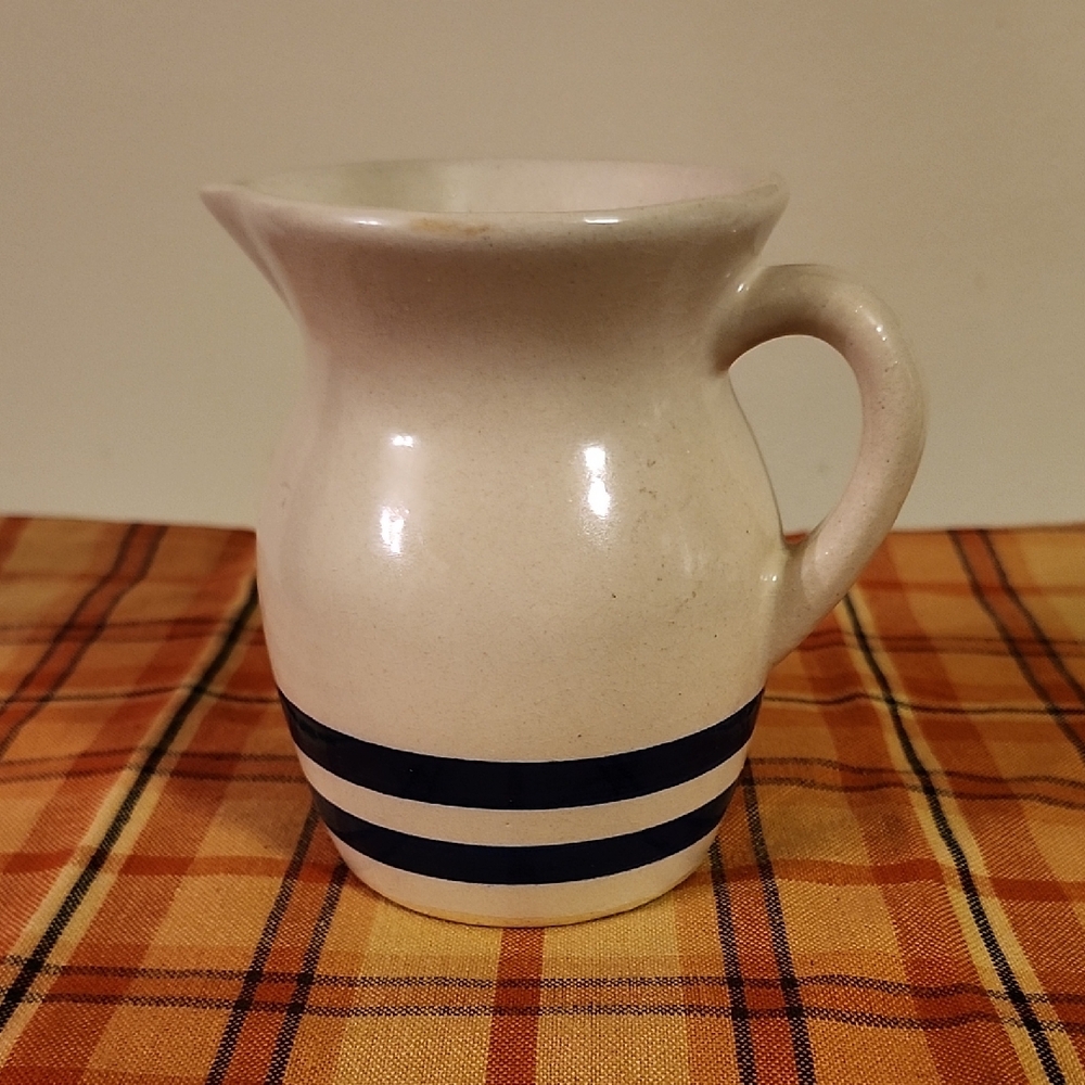 Roseville RRP Pottery Pitcher with Blue Stripes